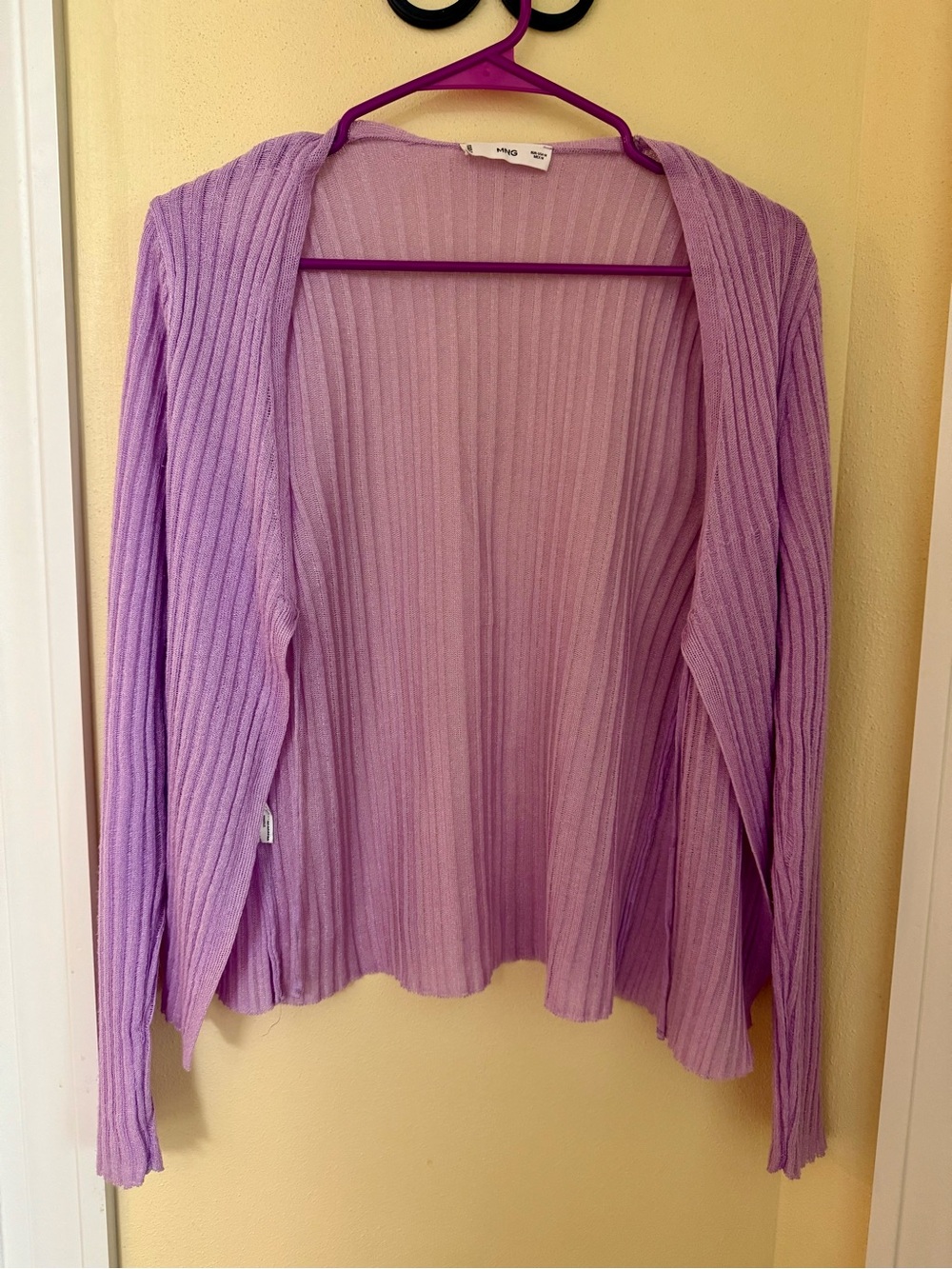 Mango Lilic Purple Knit Tue-Front Cardigan Long Sleeve Sweater - Picture 3 of 9